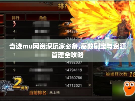 奇迹mu网资深玩家必备,高效刷宝与资源管理全攻略 奇迹mu网资深玩家必备,高效刷宝与资源管理全攻略