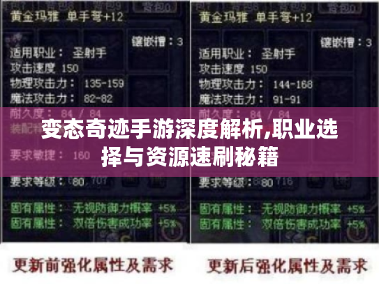 变态奇迹手游深度解析,职业选择与资源速刷秘籍 变态奇迹手游深度解析,职业选择与资源速刷秘籍