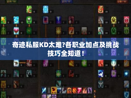 奇迹私服KD太难?各职业加点及挑战技巧全知道! 奇迹私服KD太难?各职业加点及挑战技巧全知道!