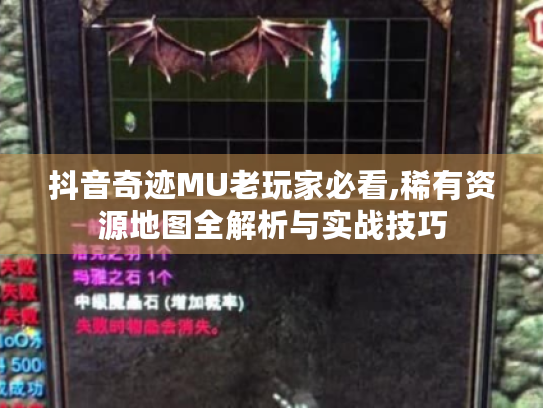 抖音奇迹MU老玩家必看,稀有资源地图全解析与实战技巧 抖音奇迹MU老玩家必看,稀有资源地图全解析与实战技巧