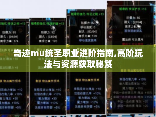奇迹mu统圣职业进阶指南,高阶玩法与资源获取秘笈 奇迹mu统圣职业进阶指南,高阶玩法与资源获取秘笈