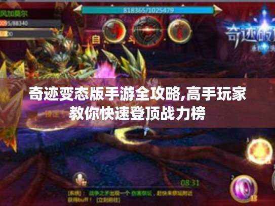 奇迹变态版手游全攻略,高手玩家教你快速登顶战力榜 奇迹变态版手游全攻略,高手玩家教你快速登顶战力榜