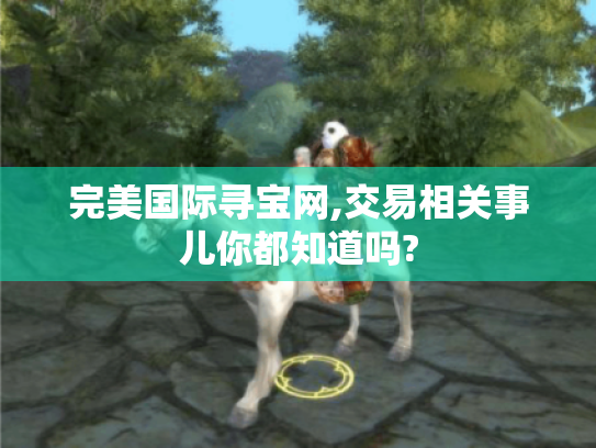 完美国际寻宝网,交易相关事儿你都知道吗? 完美国际寻宝网,交易相关事儿你都知道吗?