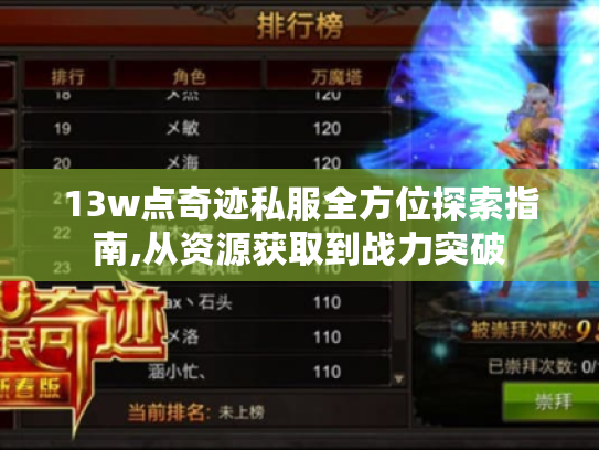 13w点奇迹私服全方位探索指南,从资源获取到战力突破 13w点奇迹私服全方位探索指南,从资源获取到战力突破