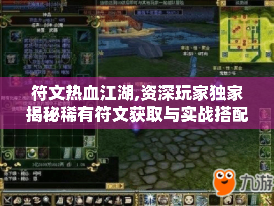 符文热血江湖,资深玩家独家揭秘稀有符文获取与实战搭配 符文热血江湖,资深玩家独家揭秘稀有符文获取与实战搭配