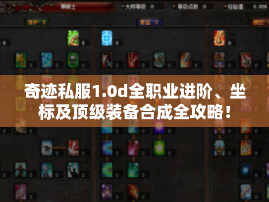 奇迹私服1.0d全职业进阶、坐标及顶级装备合成全攻略! 奇迹私服1.0d全职业进阶、坐标及顶级装备合成全攻略!