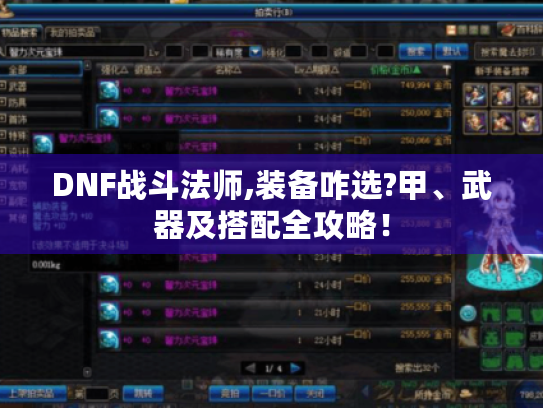 DNF战斗法师,装备咋选?甲、武器及搭配全攻略! DNF战斗法师,装备咋选?甲、武器及搭配全攻略!