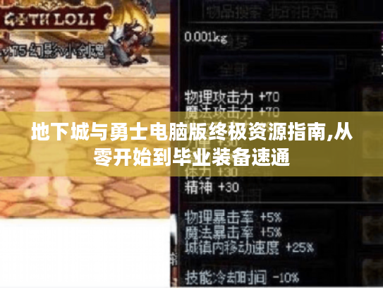 地下城与勇士电脑版终极资源指南,从零开始到毕业装备速通