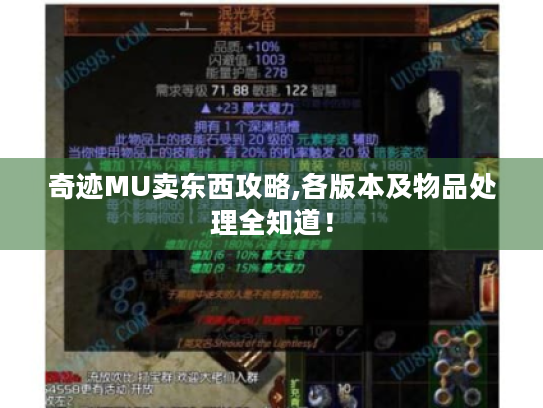 奇迹MU卖东西攻略,各版本及物品处理全知道! 奇迹MU卖东西攻略,各版本及物品处理全知道!