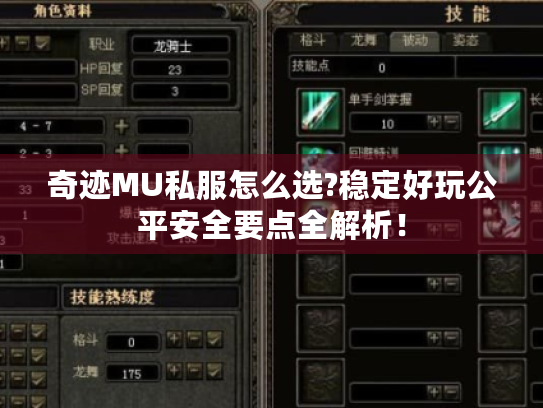 奇迹MU私服怎么选?稳定好玩公平安全要点全解析! 奇迹MU私服怎么选?稳定好玩公平安全要点全解析!