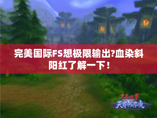 完美国际FS想极限输出?血染斜阳红了解一下！