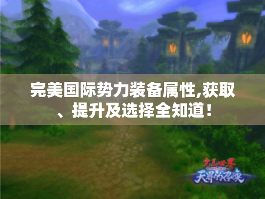 完美国际势力装备属性,获取、提升及选择全知道! 完美国际势力装备属性,获取、提升及选择全知道!