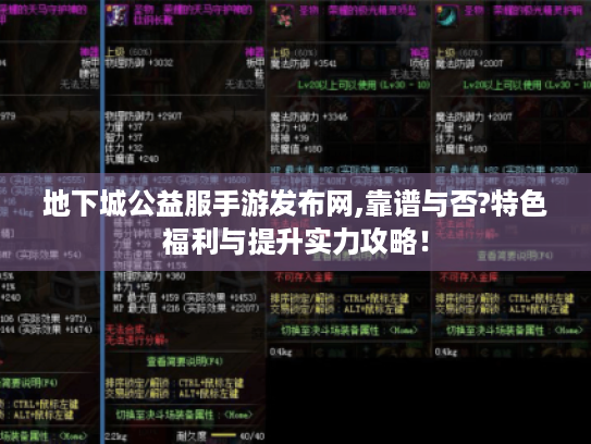 地下城公益服手游发布网,靠谱与否?特色福利与提升实力攻略! 地下城公益服手游发布网,靠谱与否?特色福利与提升实力攻略!