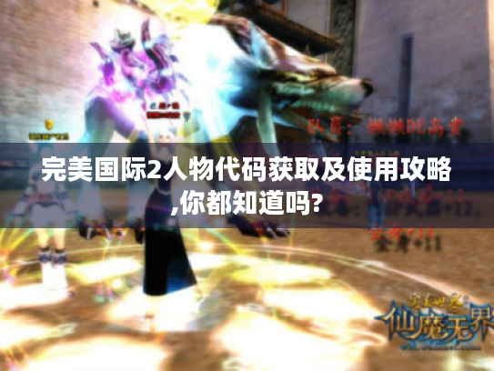 完美国际2人物代码获取及使用攻略,你都知道吗? 完美国际2人物代码获取及使用攻略,你都知道吗?
