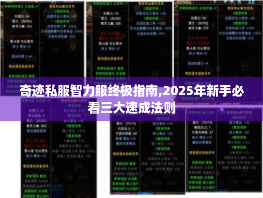 奇迹私服智力服终极指南,2025年新手必看三大速成法则 奇迹私服智力服终极指南,2025年新手必看三大速成法则