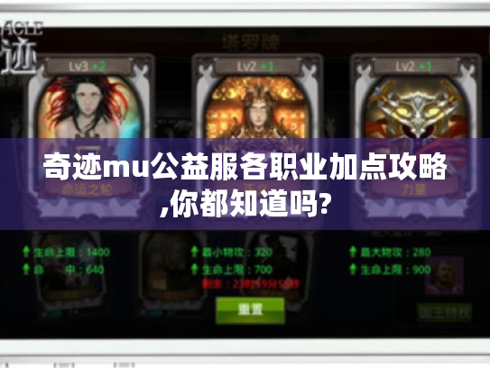 奇迹mu公益服各职业加点攻略,你都知道吗? 奇迹mu公益服各职业加点攻略,你都知道吗?