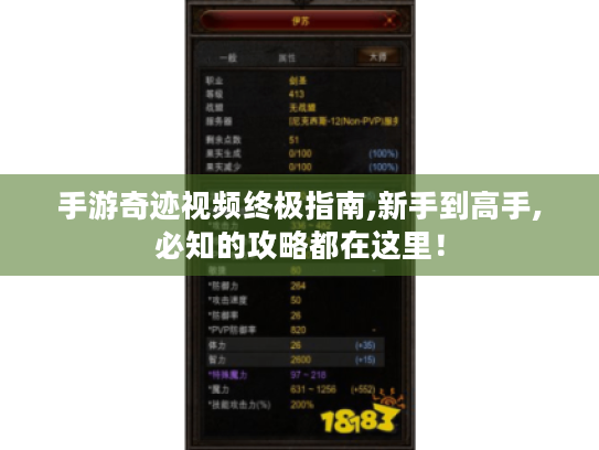 手游奇迹视频终极指南,新手到高手,必知的攻略都在这里! 手游奇迹视频终极指南,新手到高手,必知的攻略都在这里!