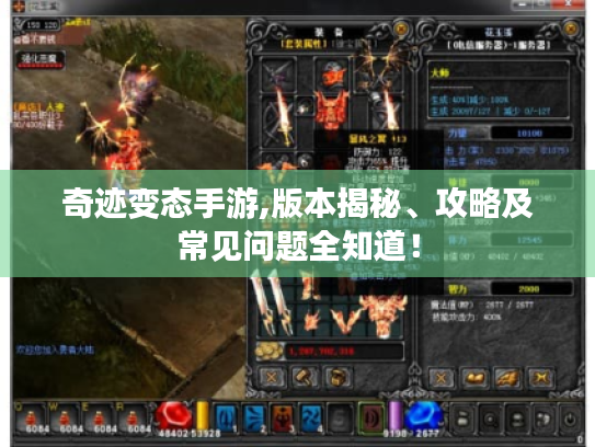 奇迹变态手游,版本揭秘、攻略及常见问题全知道! 奇迹变态手游,版本揭秘、攻略及常见问题全知道!