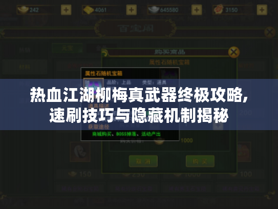 热血江湖柳梅真武器终极攻略,速刷技巧与隐藏机制揭秘 热血江湖柳梅真武器终极攻略,速刷技巧与隐藏机制揭秘