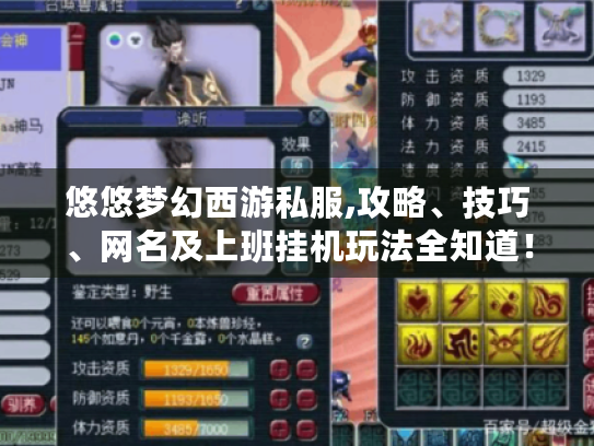 悠悠梦幻西游私服,攻略、技巧、网名及上班挂机玩法全知道! 悠悠梦幻西游私服,攻略、技巧、网名及上班挂机玩法全知道!