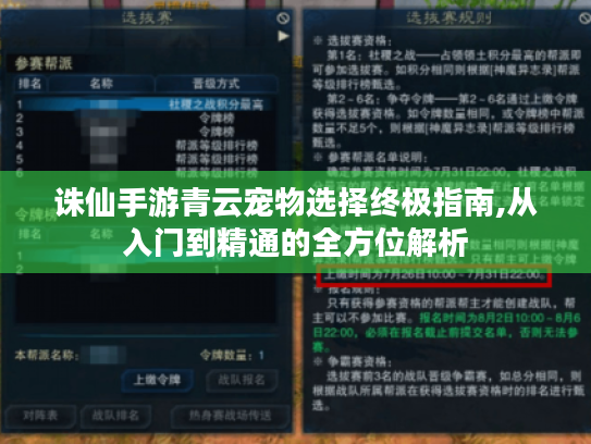 诛仙手游青云宠物选择终极指南,从入门到精通的全方位解析 诛仙手游青云宠物选择终极指南,从入门到精通的全方位解析