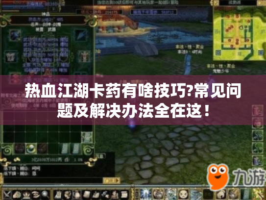 热血江湖卡药有啥技巧?常见问题及解决办法全在这! 热血江湖卡药有啥技巧?常见问题及解决办法全在这!
