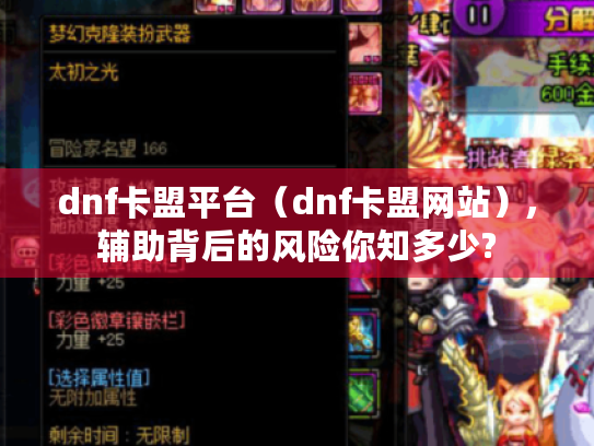 dnf卡盟平台（dnf卡盟网站）,辅助背后的风险你知多少?