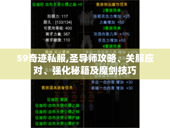 S9奇迹私服,圣导师攻略、关服应对、强化秘籍及魔剑技巧 S9奇迹私服,圣导师攻略、关服应对、强化秘籍及魔剑技巧