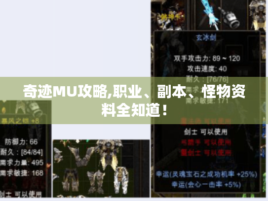 奇迹MU攻略,职业、副本、怪物资料全知道! 奇迹MU攻略,职业、副本、怪物资料全知道!