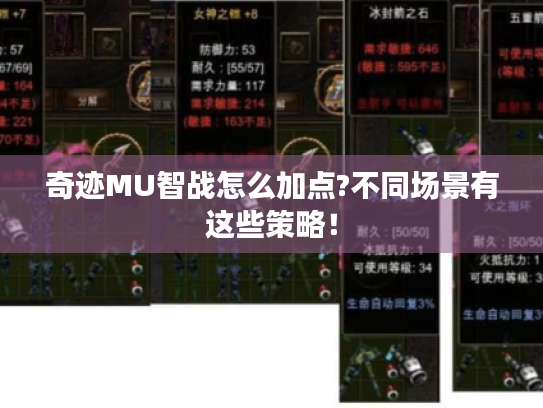 奇迹MU智战怎么加点?不同场景有这些策略! 奇迹MU智战怎么加点?不同场景有这些策略!