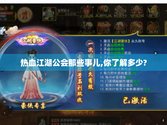 热血江湖公会那些事儿,你了解多少? 热血江湖公会那些事儿,你了解多少?