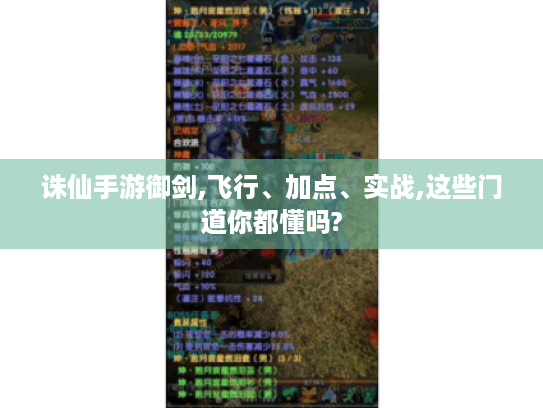诛仙手游御剑,飞行、加点、实战,这些门道你都懂吗?