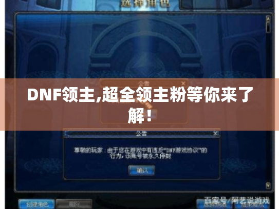 DNF领主,超全领主粉等你来了解! DNF领主,超全领主粉等你来了解!