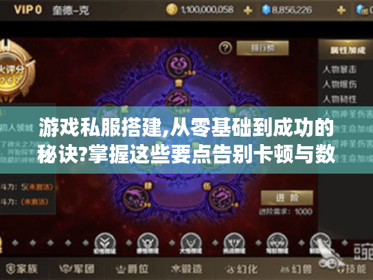 游戏私服搭建,从零基础到成功的秘诀?掌握这些要点告别卡顿与数据丢失! 游戏私服搭建,从零基础到成功的秘诀?掌握这些要点告别卡顿与数据丢失!