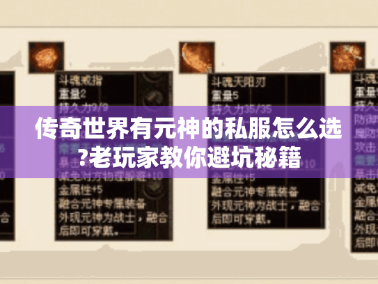 传奇世界有元神的私服怎么选?老玩家教你避坑秘籍 传奇世界有元神的私服怎么选?老玩家教你避坑秘籍