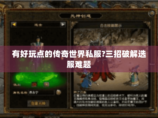 有好玩点的传奇世界私服?三招破解选服难题 有好玩点的传奇世界私服?三招破解选服难题