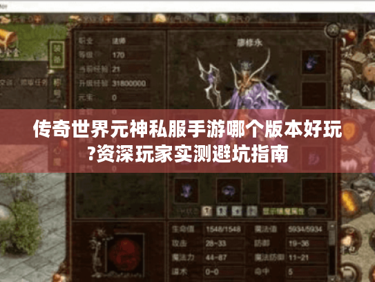 传奇世界元神私服手游哪个版本好玩?资深玩家实测避坑指南