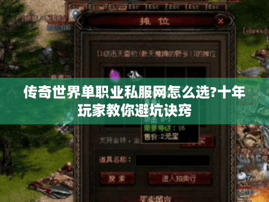 传奇世界单职业私服网怎么选?十年玩家教你避坑诀窍 传奇世界单职业私服网怎么选?十年玩家教你避坑诀窍