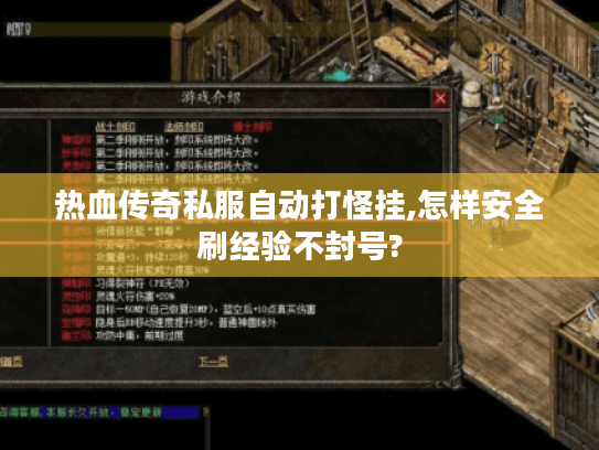 热血传奇私服自动打怪挂,怎样安全刷经验不封号? 热血传奇私服自动打怪挂,怎样安全刷经验不封号?