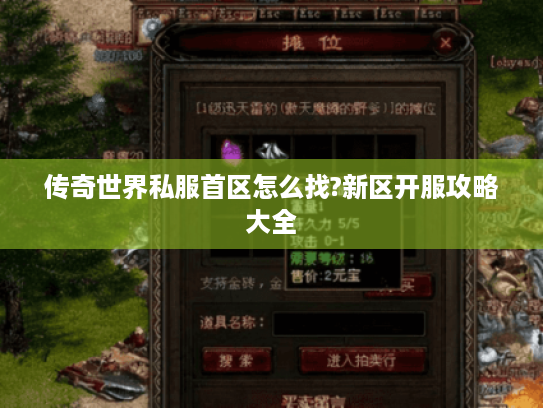 传奇世界私服首区怎么找?新区开服攻略大全