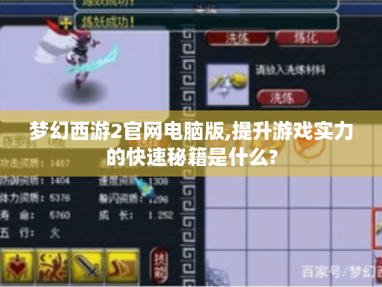 梦幻西游2官网电脑版,提升游戏实力的快速秘籍是什么? 梦幻西游2官网电脑版,提升游戏实力的快速秘籍是什么?