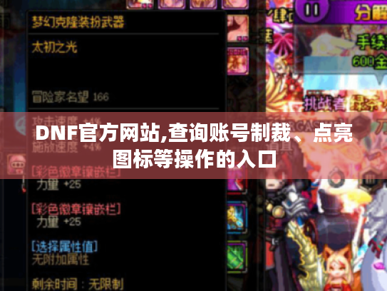 DNF官方网站,查询账号制裁、点亮图标等操作的入口