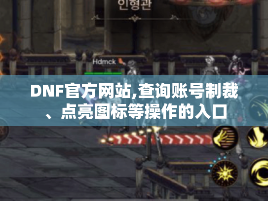 DNF官方网站,查询账号制裁、点亮图标等操作的入口