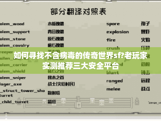如何寻找不含病毒的传奇世界sf?老玩家实测推荐三大安全平台