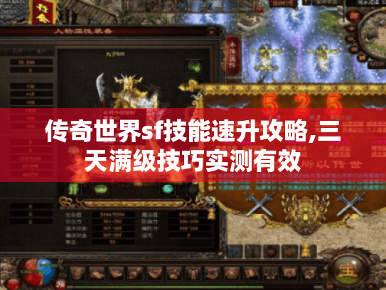 传奇世界sf技能速升攻略,三天满级技巧实测有效 传奇世界sf技能速升攻略,三天满级技巧实测有效