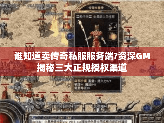 谁知道卖传奇私服服务端?资深GM揭秘三大正规授权渠道