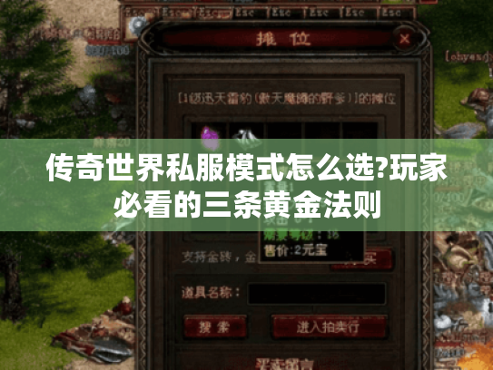 传奇世界私服模式怎么选?玩家必看的三条黄金法则 传奇世界私服模式怎么选?玩家必看的三条黄金法则