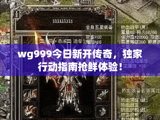 wg999今日新开传奇,独家行动指南抢鲜体验! wg999今日新开传奇,独家行动指南抢鲜体验!
