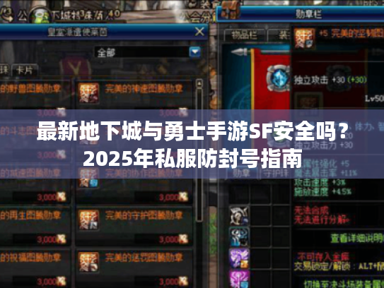 最新地下城与勇士手游SF安全吗?2025年私服防封号指南 最新地下城与勇士手游SF安全吗?2025年私服防封号指南