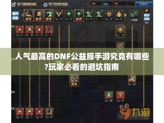 人气最高的DNF公益服手游究竟有哪些?玩家必看的避坑指南